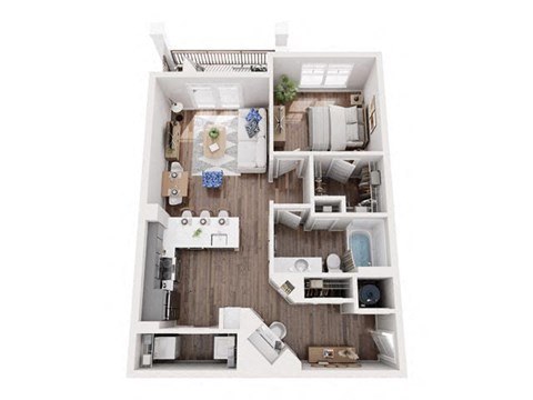 Floor plan for 1 bed, 1 bath, 827 sqft