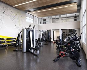 Oakland apartment for rent - the gym in the lobby of the building