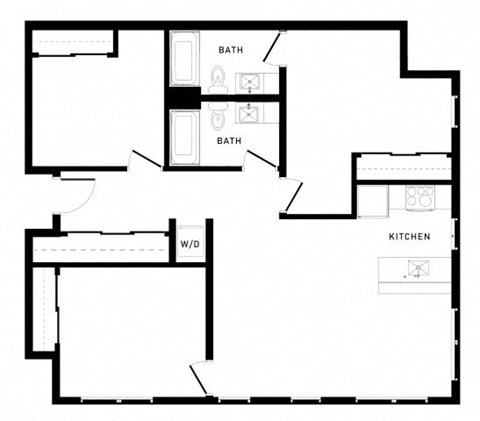 Floor plan for 3 beds, 2 baths, 1182 sqft