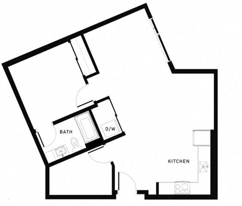 Floor plan for 2 beds, 1 bath, 855 sqft