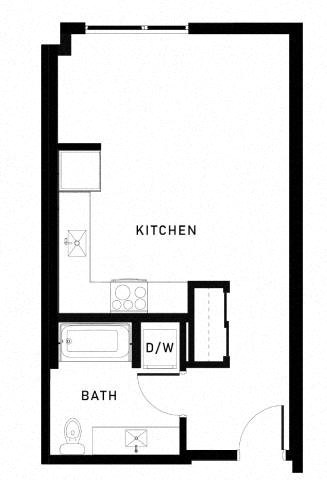 Floor plan for studio, 1 bath, 515 sqft