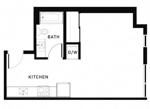 Floor plan for studio, 1 bath, 530 sqft