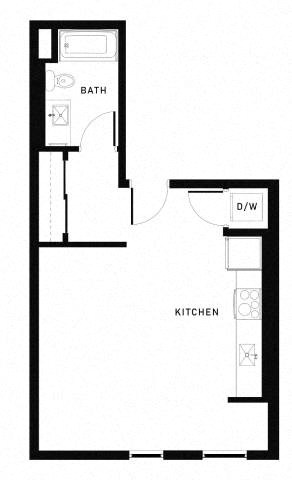 Floor plan for studio, 1 bath, 547 sqft