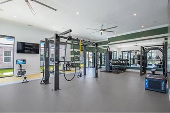 Gym with strength training equipment