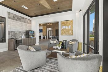 Living room with grey comfortable chairs