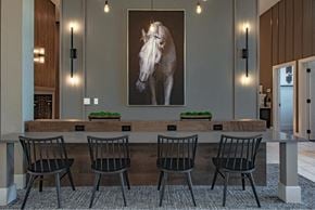 Allen apartment for rent - a dining room with a table and chairs and a painting of a horse