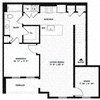 Floor plan for 1 bed, 1 bath, 860 sqft