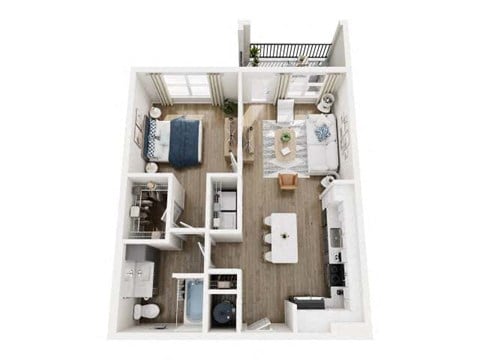 Floor plan for 1 bed, 1 bath, 816 sqft