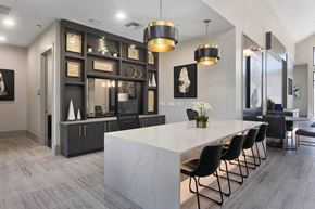 Phoenix apartment for rent - a dining room with a marble table and chairs