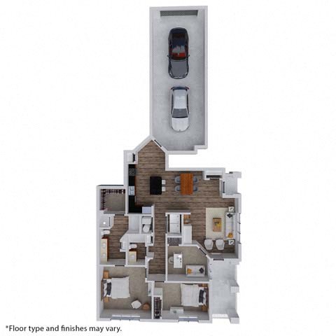 Floor plan for 2 beds, 2 baths, 1481 sqft