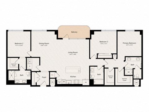 Floor plan for 3 beds, 3 baths, 1786 sqft