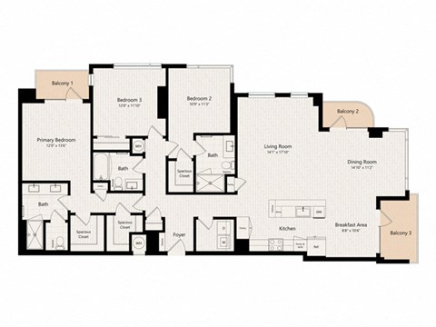 Floor plan for 3 beds, 3 baths, 1856 sqft
