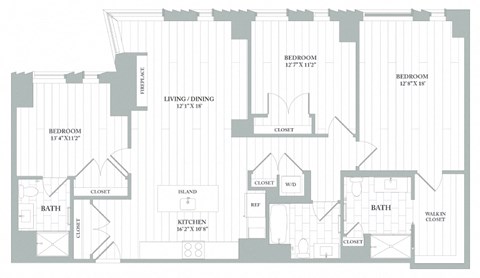 Floor plan for 3 beds, 3 baths, 1547 sqft