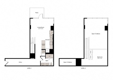 Floor plan for 1 bed, 1 bath, 944 sqft