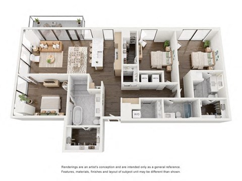 Floor plan for 3 beds, 3 baths, 1724 sqft