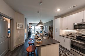 Annapolis apartment for rent - a kitchen with a long island with stools