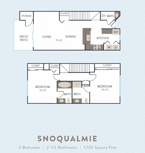 Floor plan for 2 beds, 2 baths, 1106 sqft