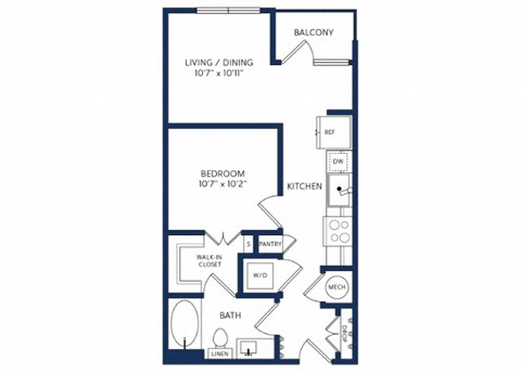 Floor plan for studio, 1 bath, 560 sqft