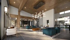 Hickory Creek apartment for rent - a rendering of a lobby with couches and chairs