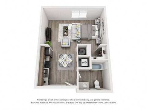 Floor plan for studio, 1 bath, 550 sqft