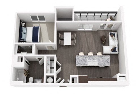 Floor plan for 1 bed, 1 bath, 915 sqft