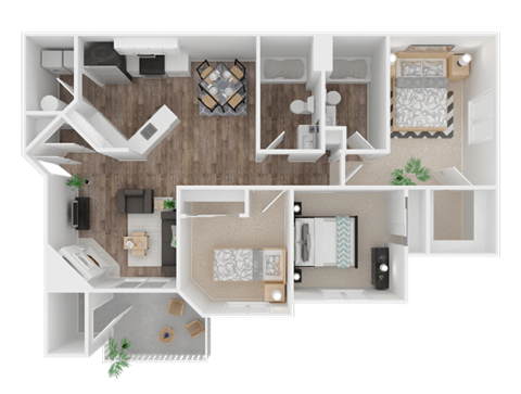 Floor plan for 3 beds, 2 baths, 1139 sqft
