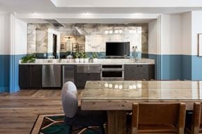 North Hollywood apartment for rent - a kitchen and dining area with a table and chairs