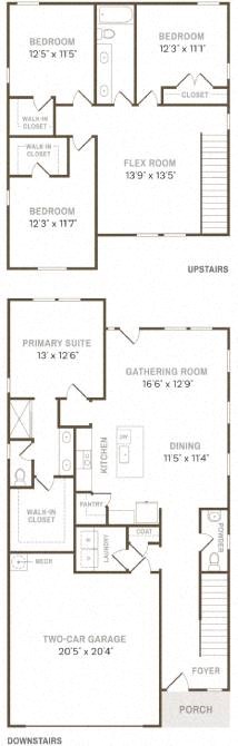 Floor plan for 4 beds, 2.5 baths, 2129 sqft