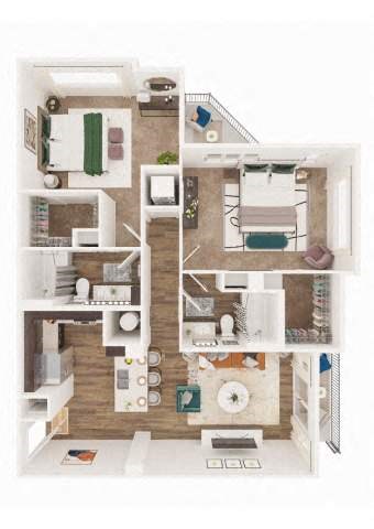 Floor plan for 2 beds, 2 baths, 1120 sqft