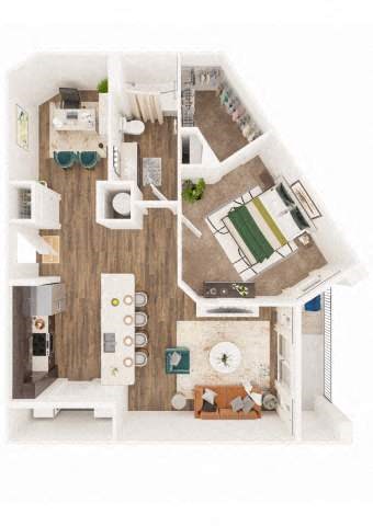 Floor plan for 1 bed, 1 bath, 925 sqft