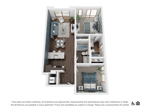 Floor plan for 2 beds, 2 baths, 948 sqft