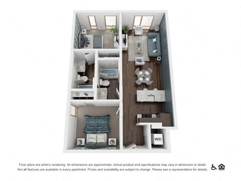 Floor plan for 2 beds, 2 baths, 918 sqft
