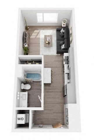 Floor plan for studio, 1 bath, 465 sqft