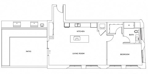 Floor plan for 1 bed, 1 bath, 1123 sqft