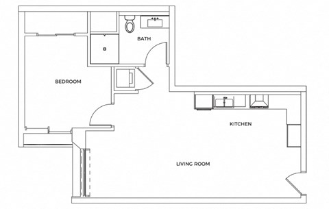 Floor plan for 1 bed, 1 bath, 1012 sqft