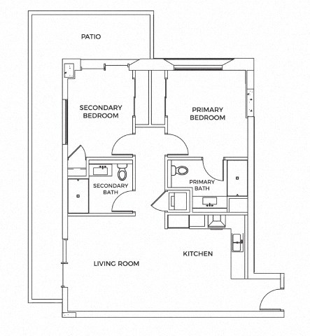 Floor plan for 2 beds, 2 baths, 1068 sqft