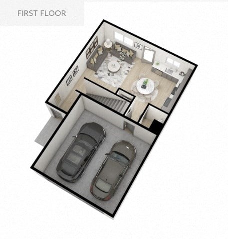 Floor plan for 3 beds, 2.5 baths, 2012 sqft