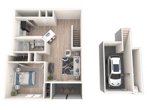 Floor plan for 1 bed, 1 bath, 819 sqft