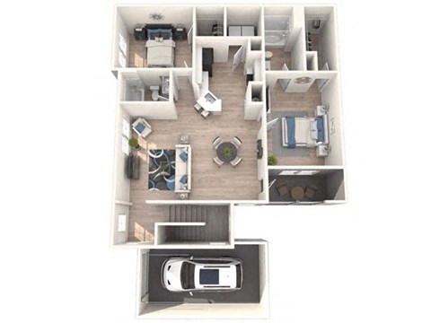 Floor plan for 2 beds, 2 baths, 1164 sqft