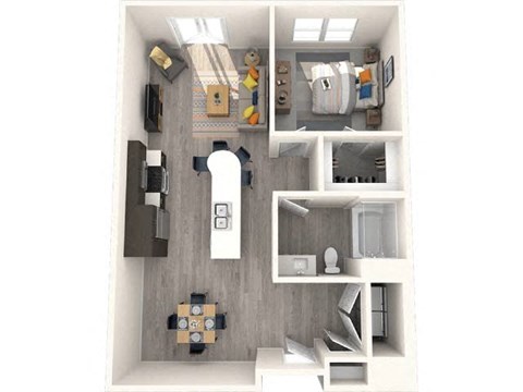 Floor plan for 1 bed, 1 bath