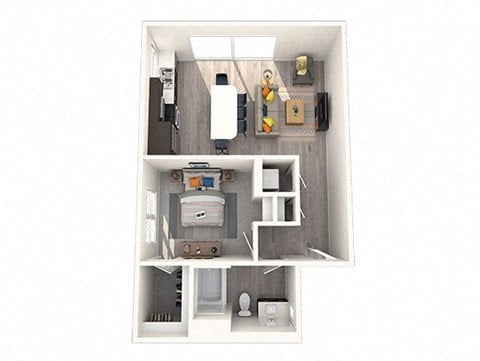 Floor plan for 1 bed, 1 bath, 747 sqft