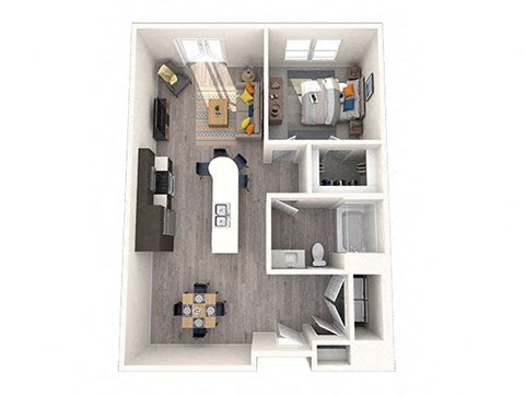 Floor plan for 1 bed, 1 bath