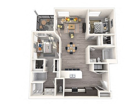 Floor plan for 2 beds, 2 baths, 1228 sqft