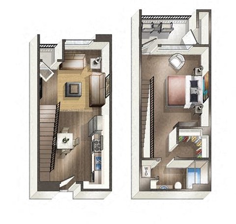 Floor plan for 1 bed, 1 bath, 791 sqft