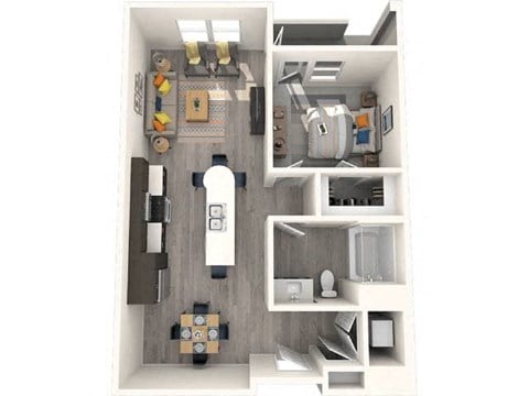 Floor plan for 1 bed, 1 bath