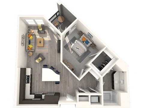Floor plan for 1 bed, 1 bath, 820 sqft