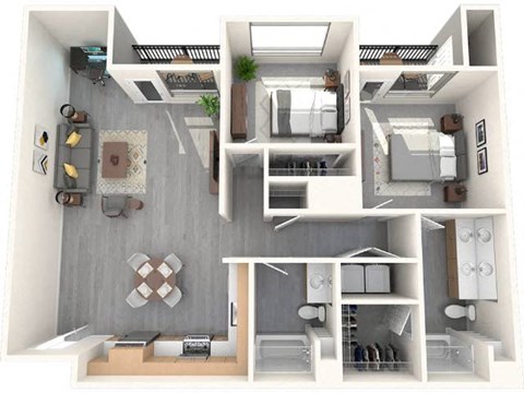 Floor plan for 2 beds, 2 baths, 1112 sqft