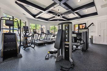 Newly-designed fitness center with crossfit set-up, hiit hub, and matrix performance touch screen equipment