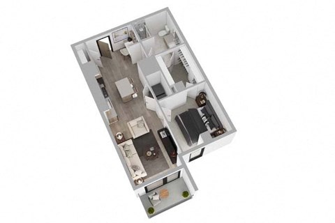 Floor plan for 1 bed, 1 bath, 865 sqft