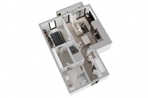Floor plan for 1 bed, 1 bath, 800 sqft